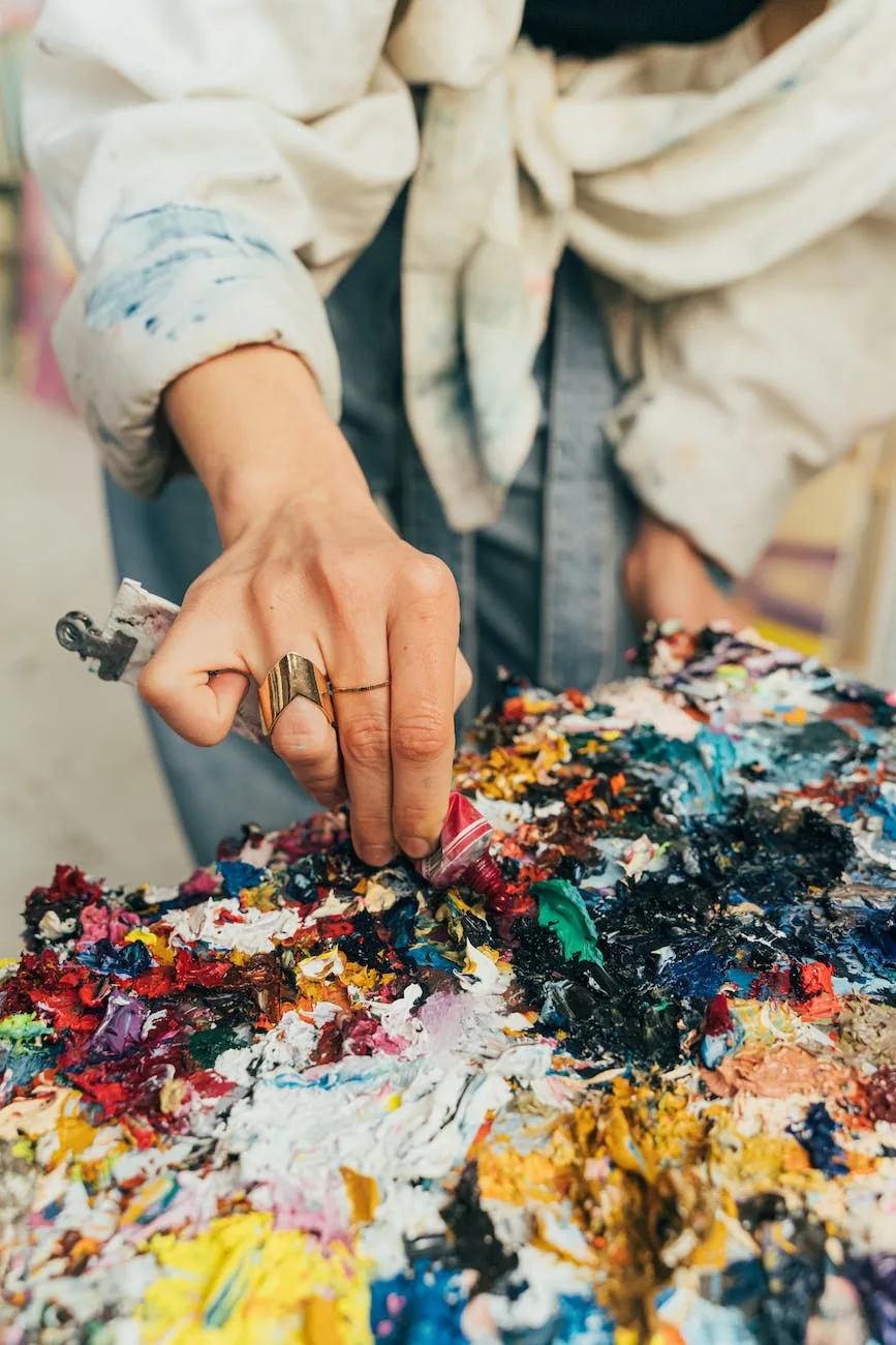 a person doing abstract painting